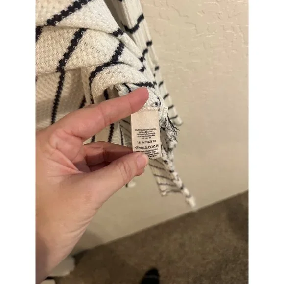 Free People Oversized Black & White Striped Sunset Park Thermal Sweater Tunic - Picture 10 of 12